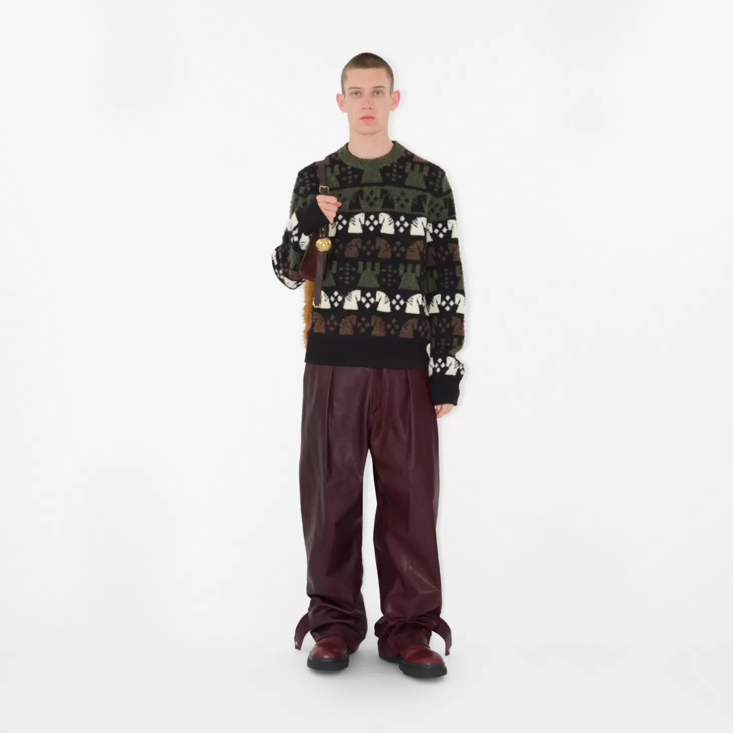 Burberry Chess Wool Blend Tröja*Män Stickat