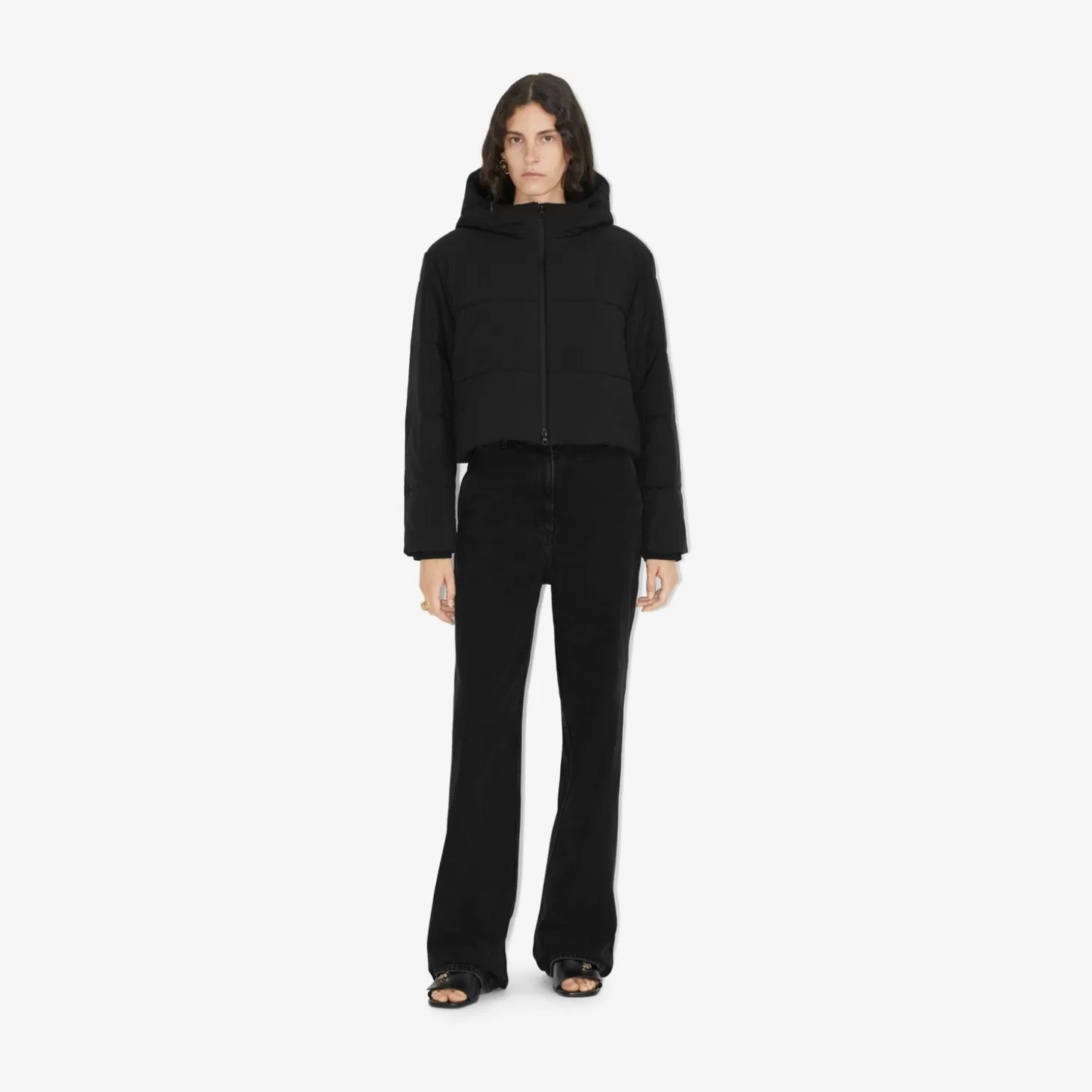 Burberry Cropped Quiltad Nylonjacka*Kvinnor Kaffor och jackor