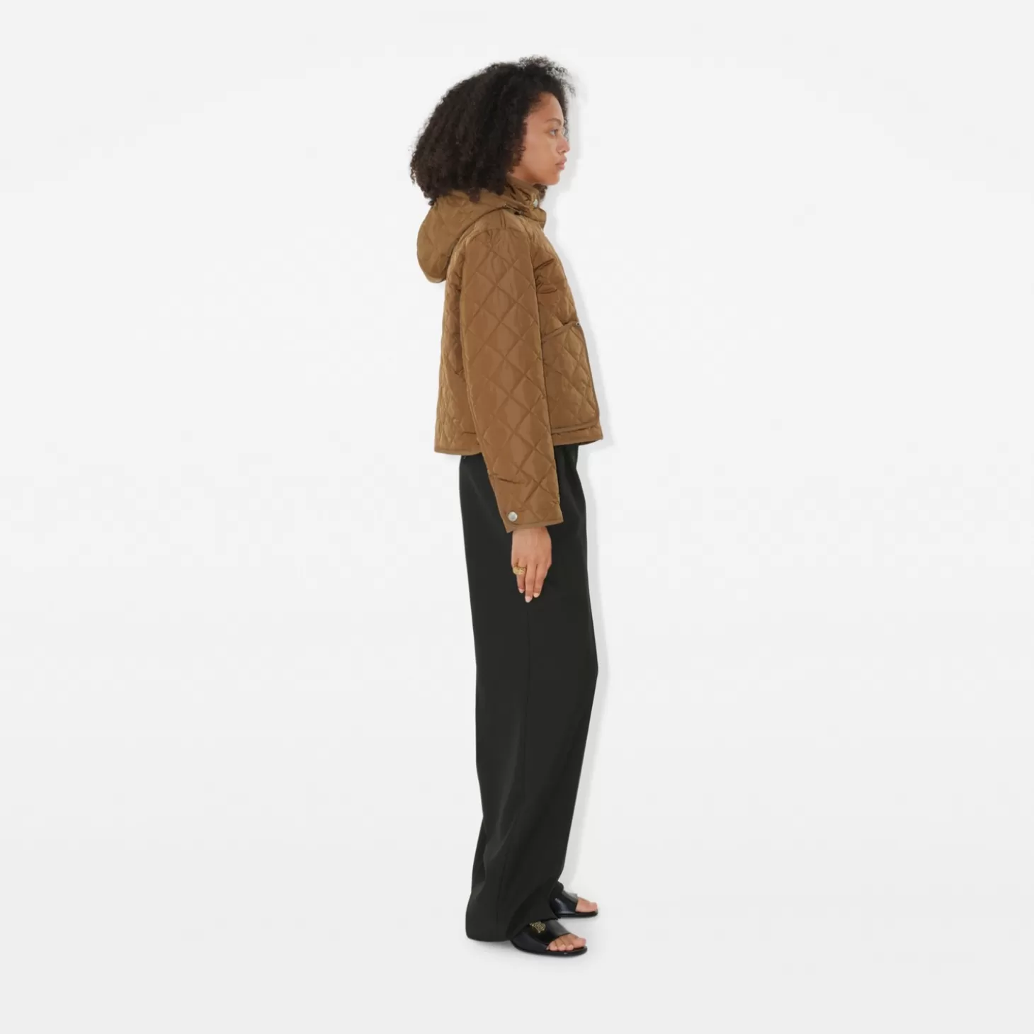 Burberry Cropped Quiltad Nylonjacka*Kvinnor Kaffor och jackor