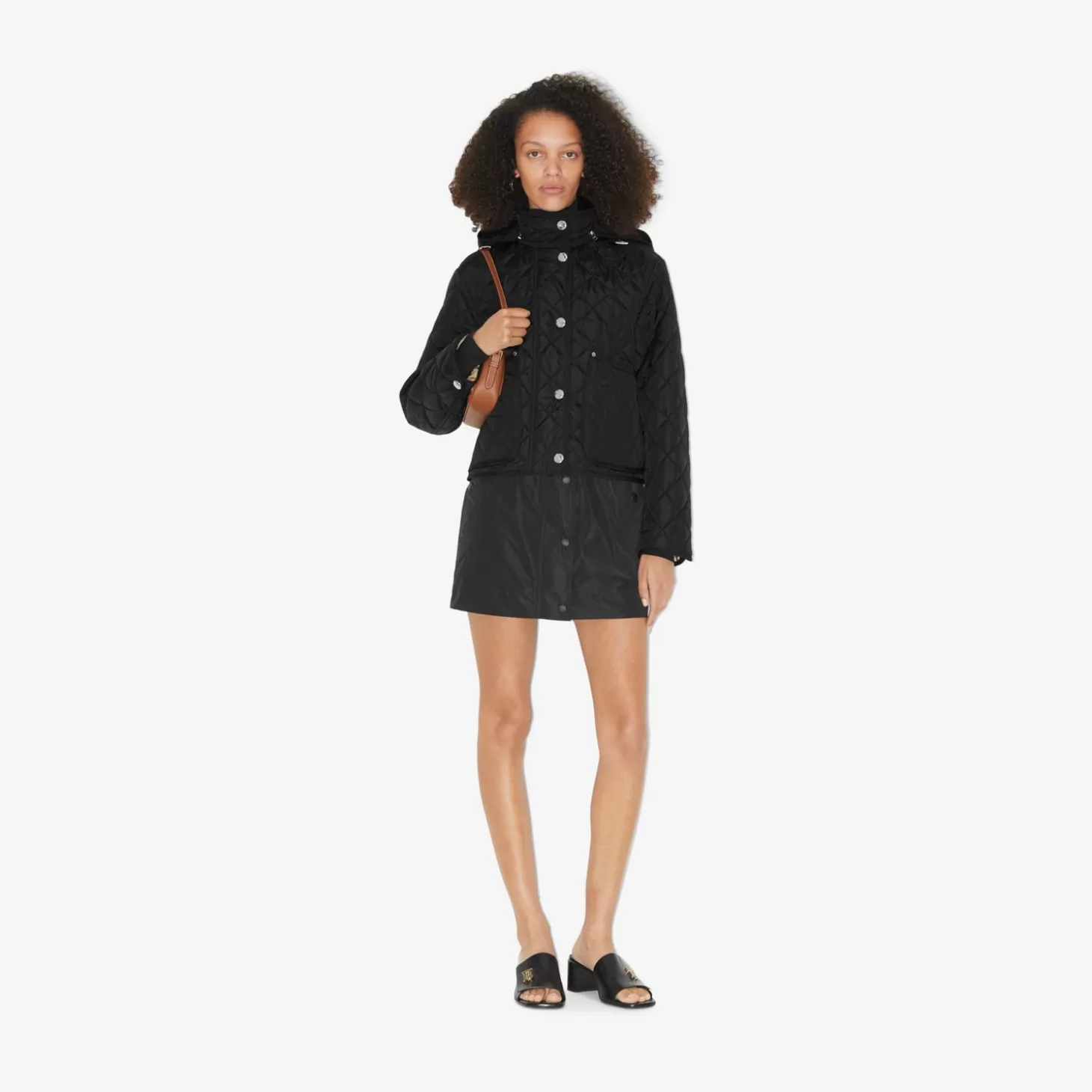 Burberry Cropped Quiltad Nylonjacka*Kvinnor Kaffor och jackor