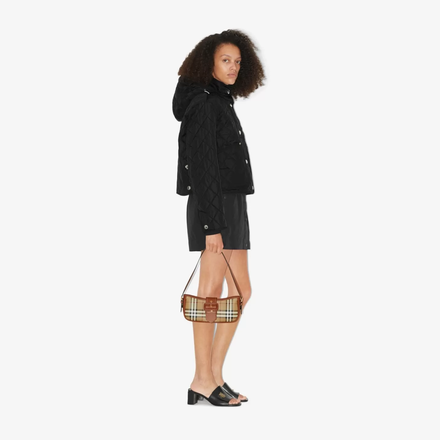 Burberry Cropped Quiltad Nylonjacka*Kvinnor Kaffor och jackor
