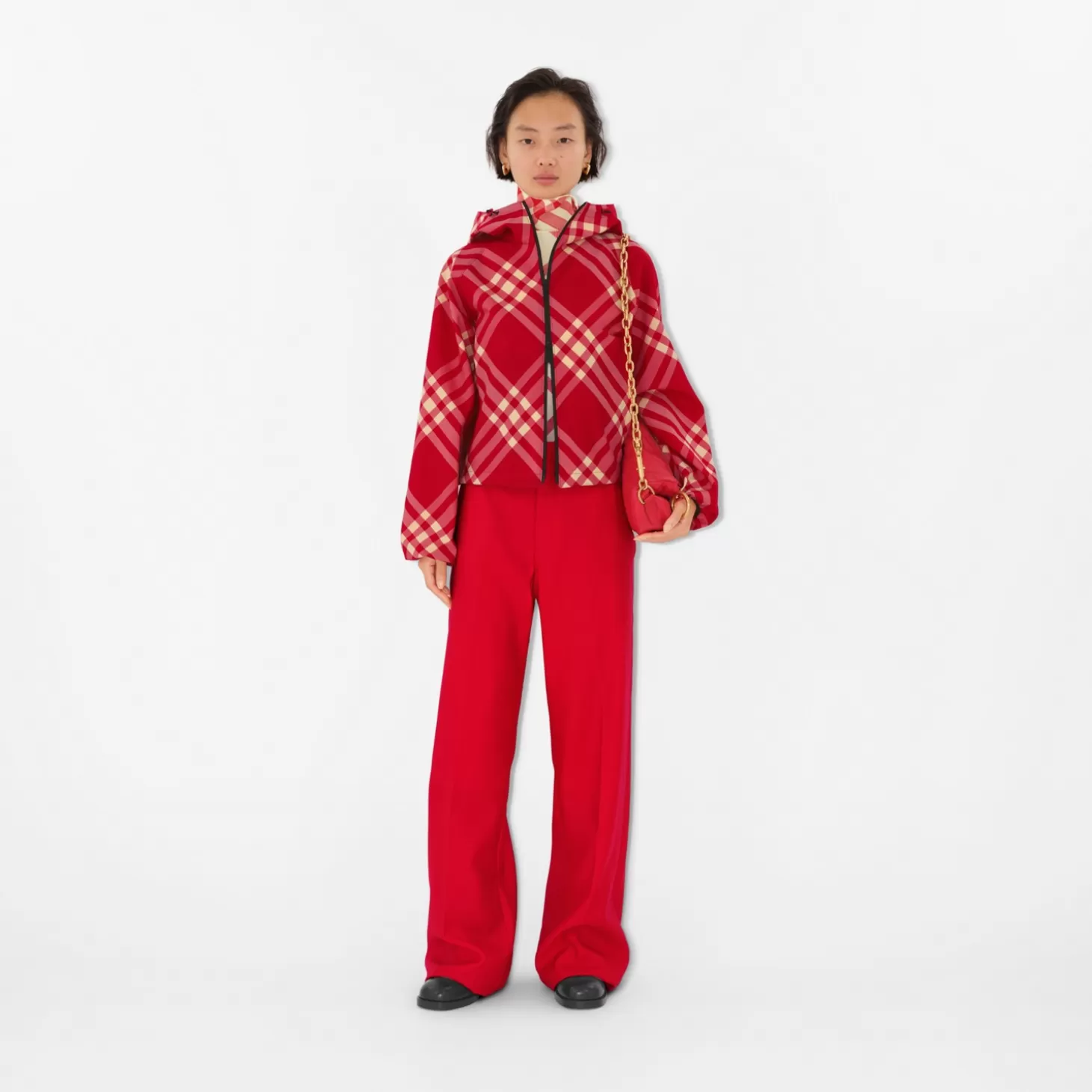 Burberry Cropped rutig lättviktsjacka*Kvinnor Kaffor och jackor