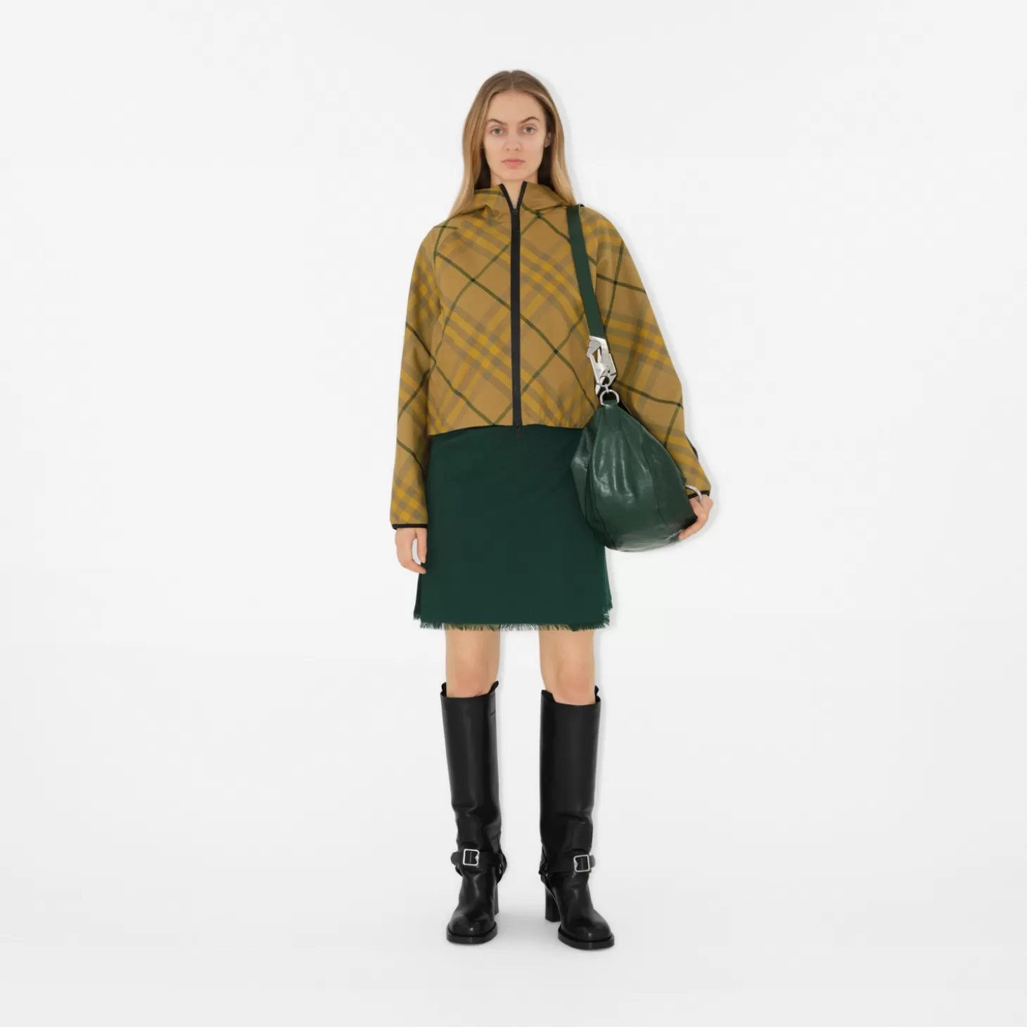 Burberry Cropped rutig lättviktsjacka*Kvinnor Kaffor och jackor