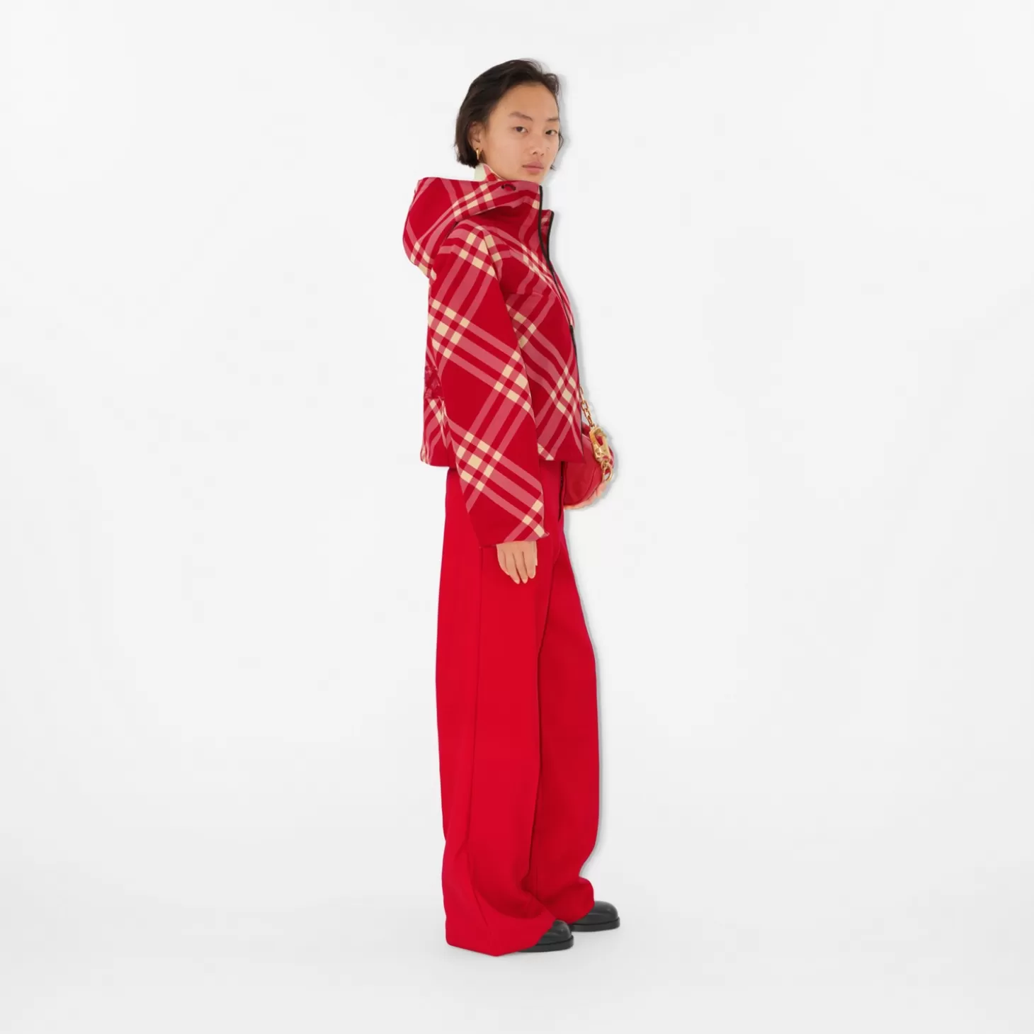 Burberry Cropped rutig lättviktsjacka*Kvinnor Kaffor och jackor