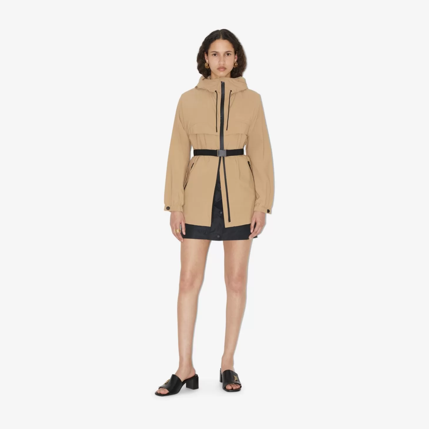Burberry Ekd Print Belted Short Parka*Kvinnor Kaffor och jackor