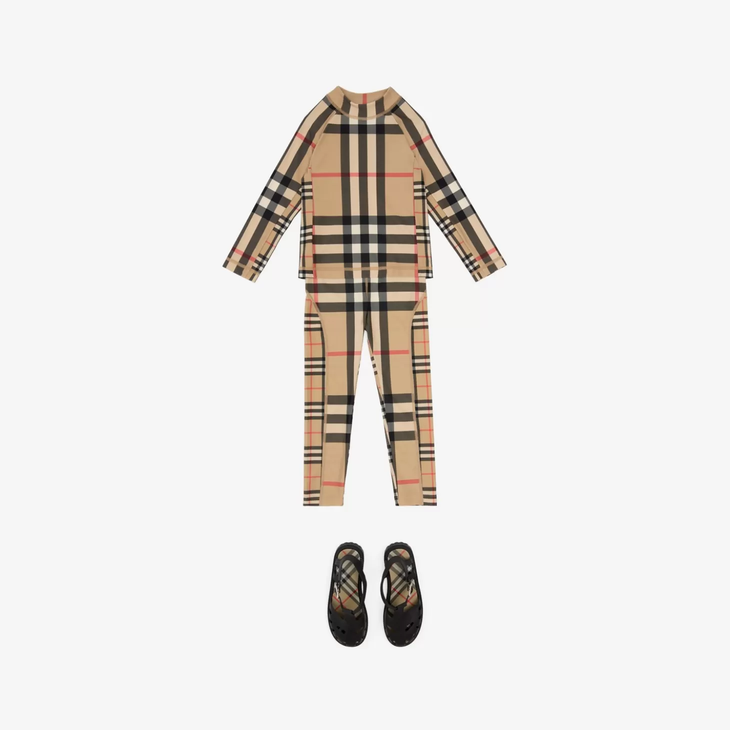 Burberry Kontrastrutad stretchväst i nylon*Barn Badkläder