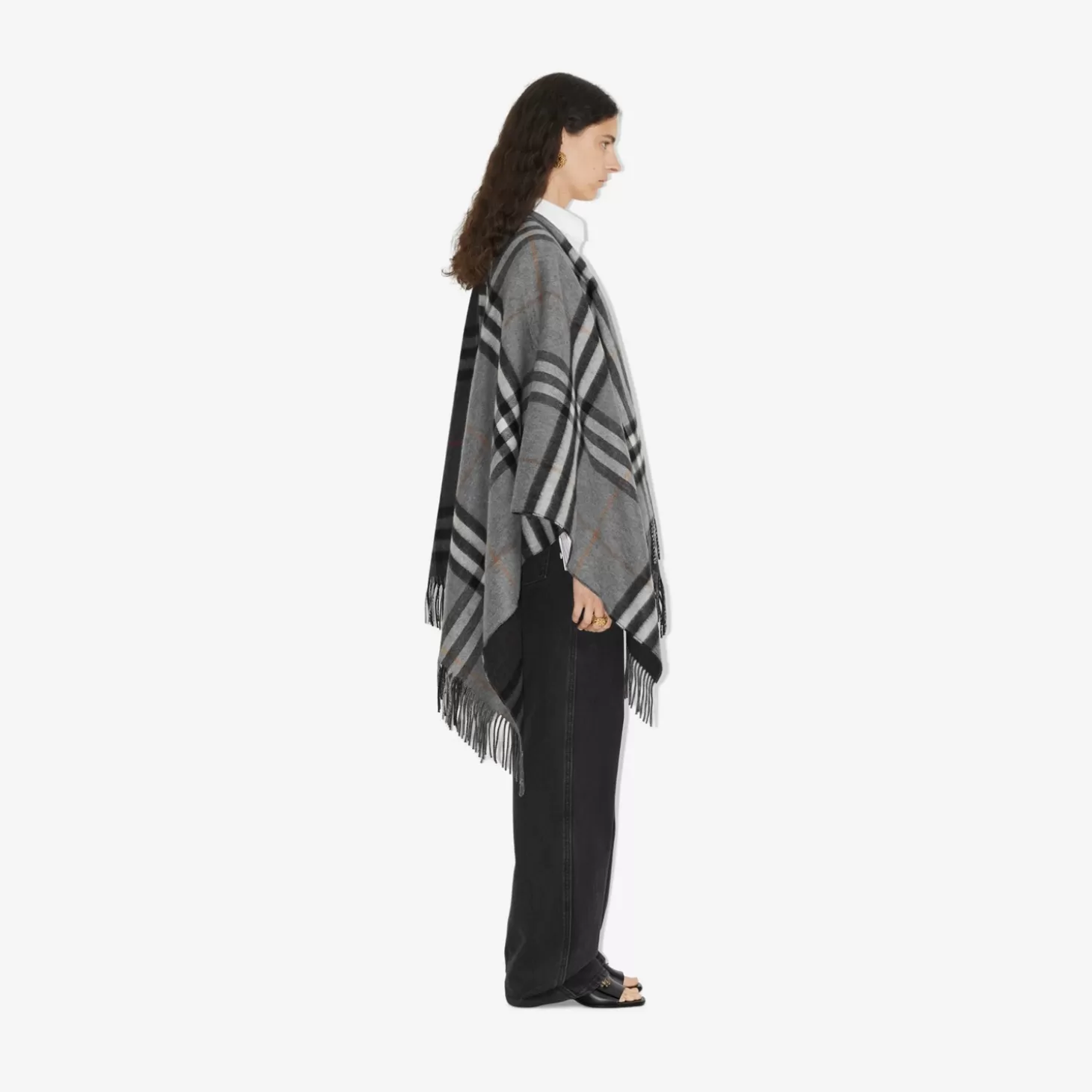 Burberry Kontrastrutig ull Cashmere Jacquard Cape*Kvinnor Capes | Kaffor och jackor