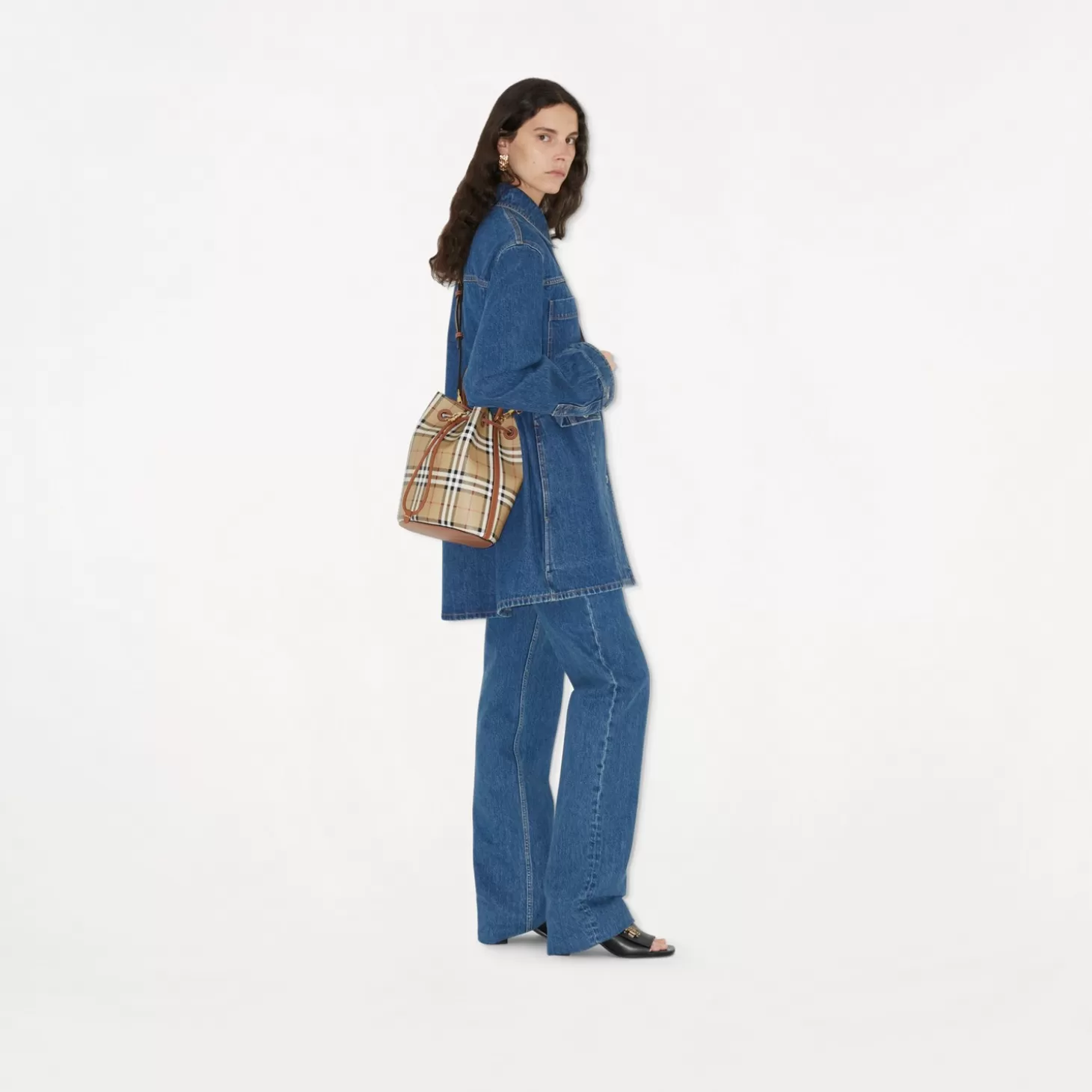 Burberry Liten Tb Bucket Bag*Kvinnor Check | Crossbody
