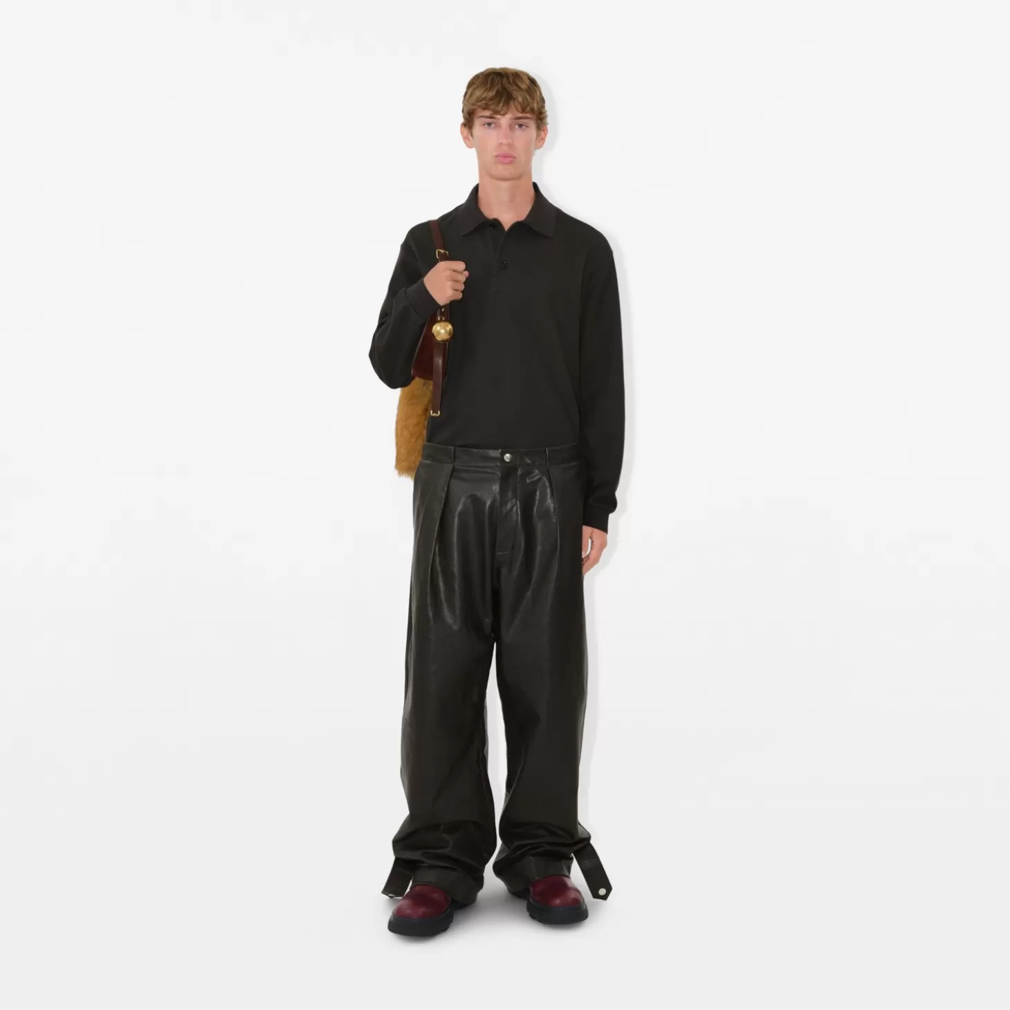 Burberry Långärmad pikétröja i bomull*Män Polos & T-shirts
