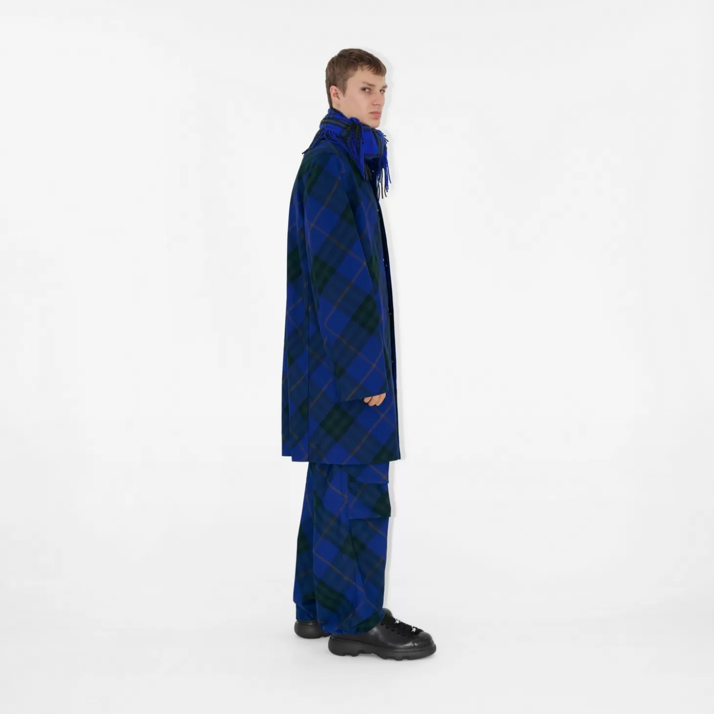Burberry Mellanlång rutig bilkappa*Män Kaffor och jackor | Trenchcoats