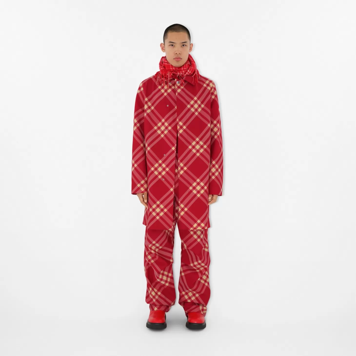 Burberry Mellanlång rutig bilkappa*Män Kaffor och jackor | Trenchcoats