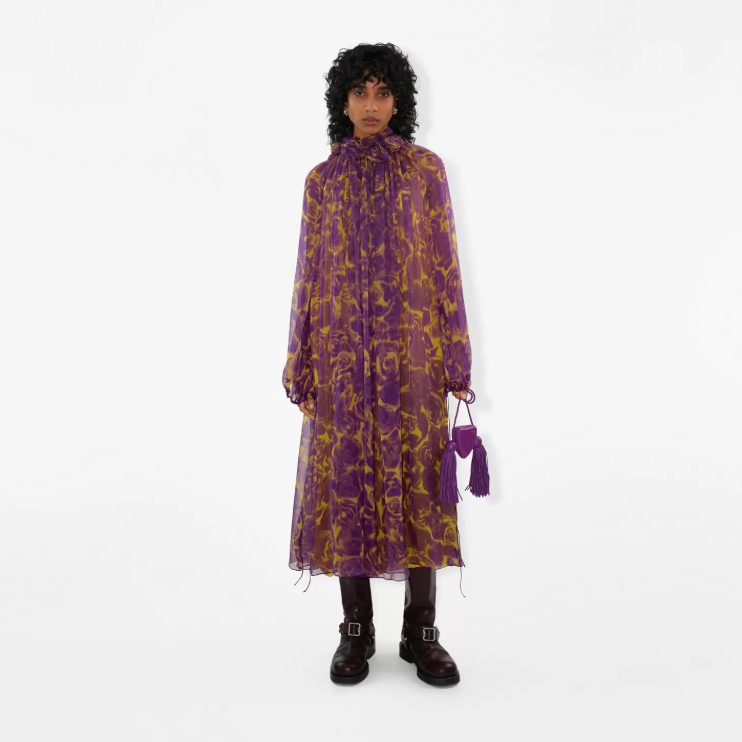Burberry Rose Print sidenklänning*Kvinnor Klänningar