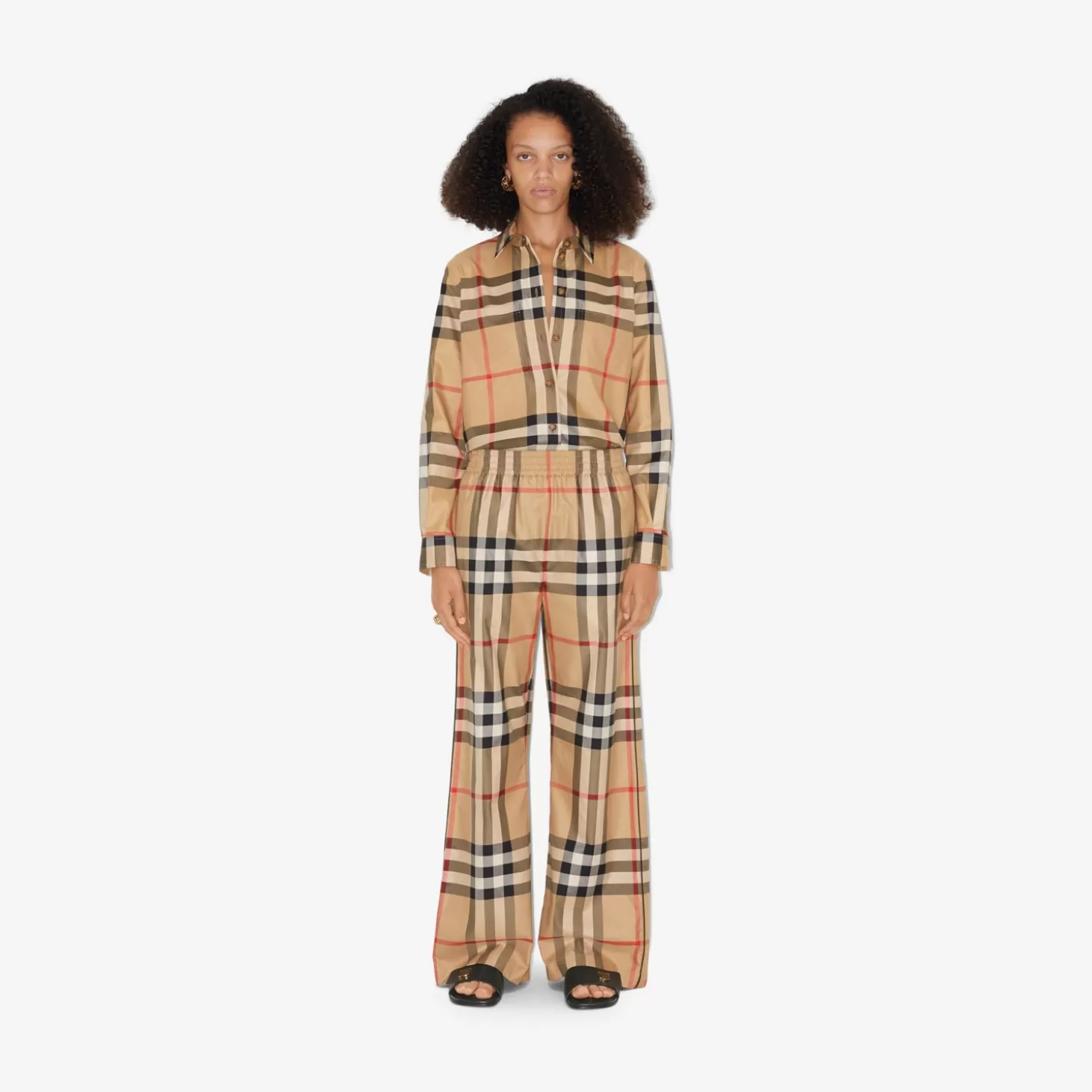 Burberry Rulla byxor i bomullstwill*Kvinnor Byxor och shorts