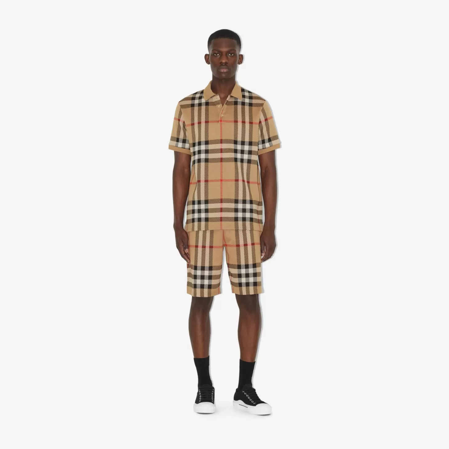 Burberry Rutig Jacquard-pikétröja i bomull*Män Polos & T-shirts