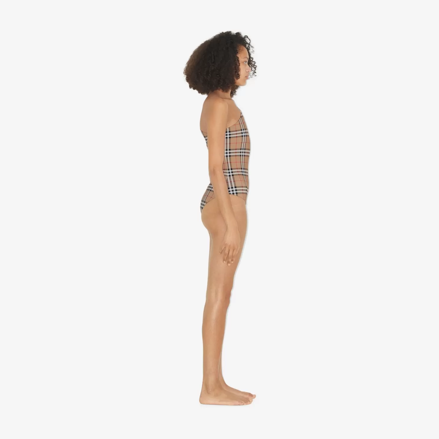 Burberry Rutig Stretch Nylon Asymmetrisk Baddräkt*Kvinnor Badkläder