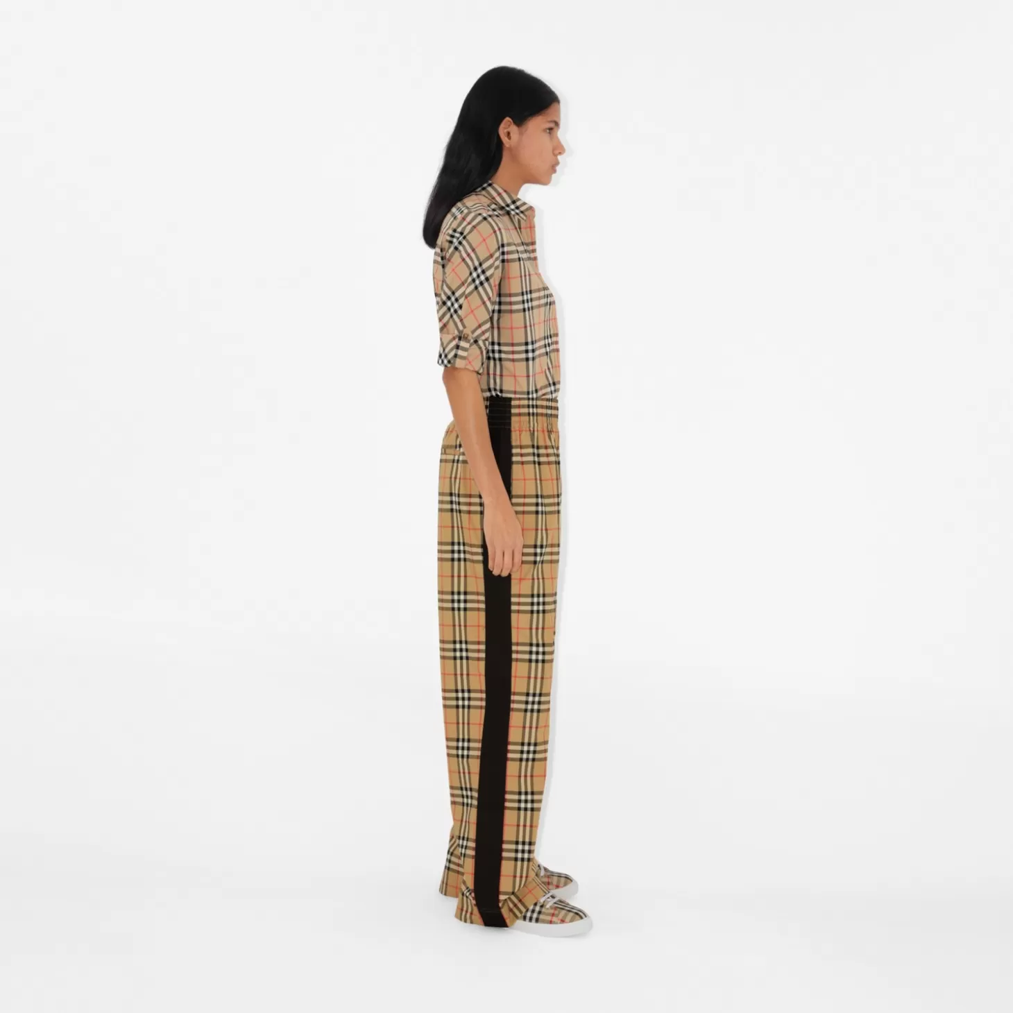 Burberry Side Stripe Vintage Rutig Stretch bomullsbyxa*Kvinnor Byxor och shorts