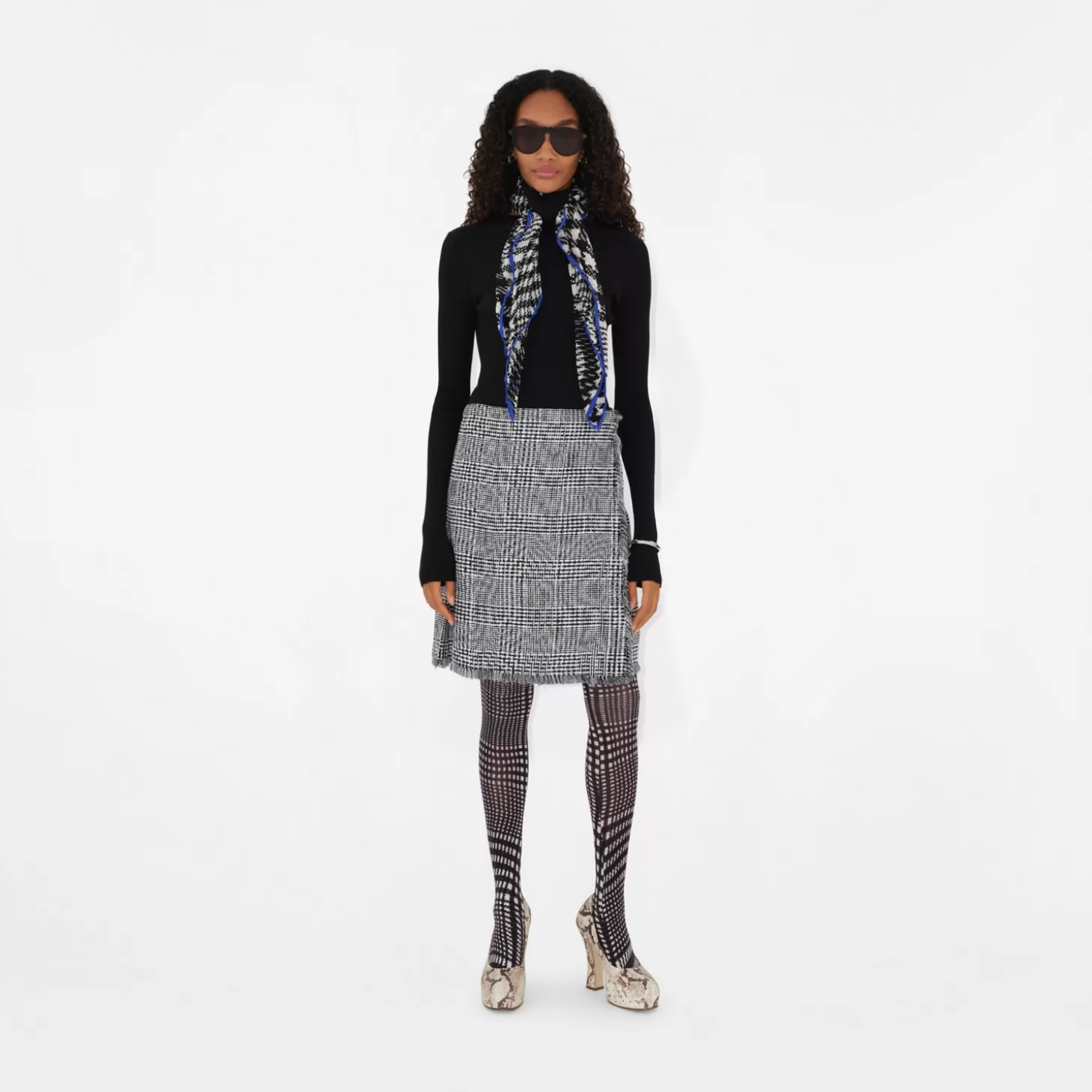 Burberry Skevt Houndstooth Nylon Kilt*Kvinnor Kjolar