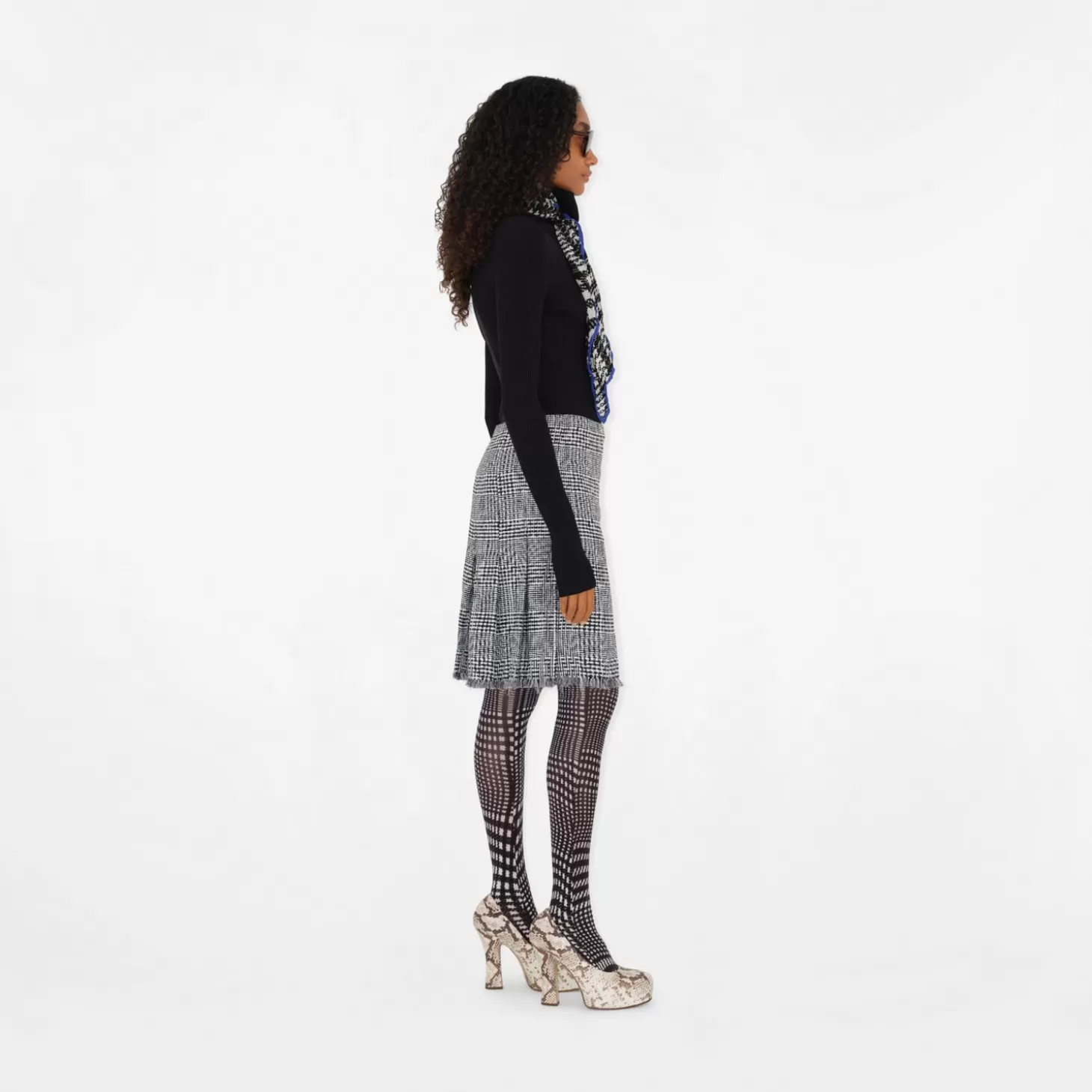 Burberry Skevt Houndstooth Nylon Kilt*Kvinnor Kjolar