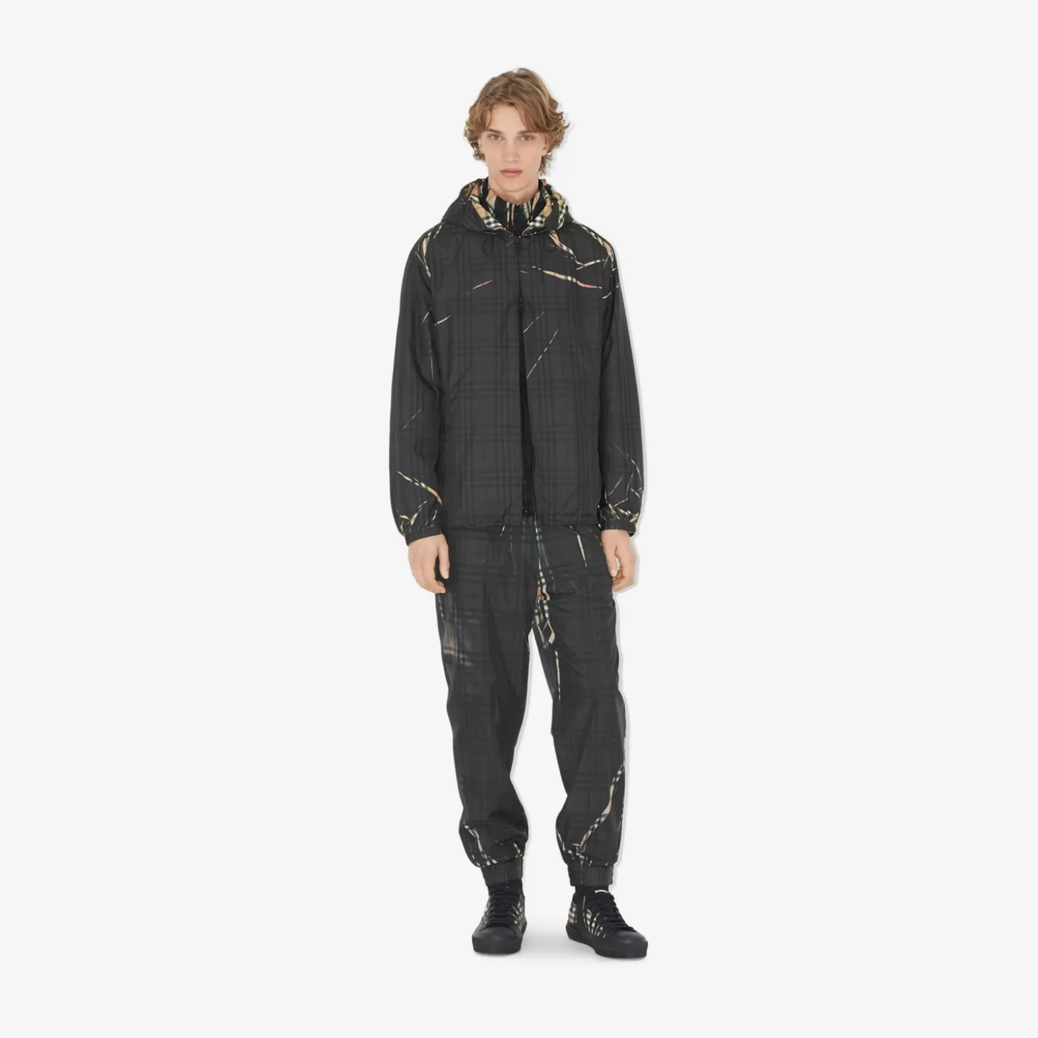 Burberry Skivad rutig lättviktsjacka*Män Kaffor och jackor