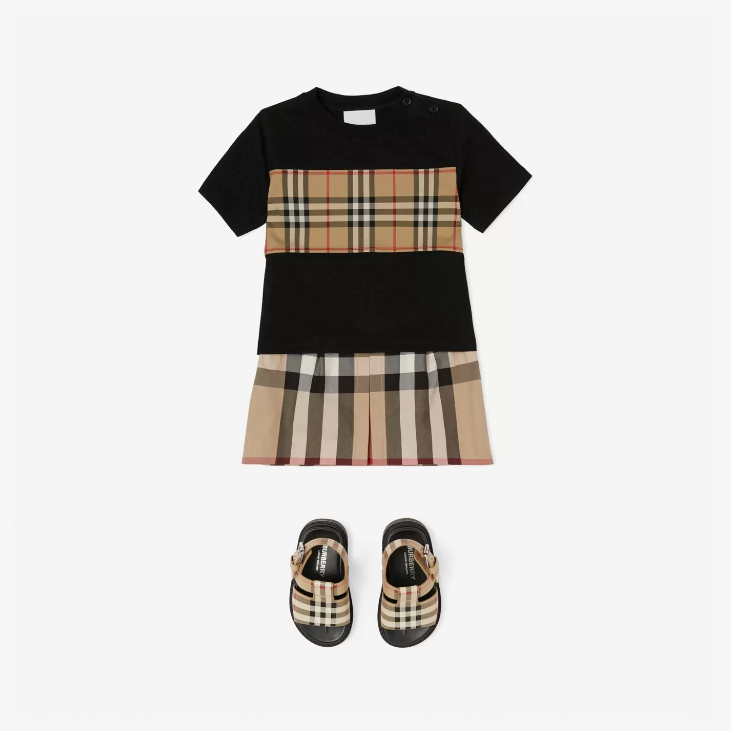 Burberry Överdriven rutig veckad bomullskjol*Barn Kjolar och byxor