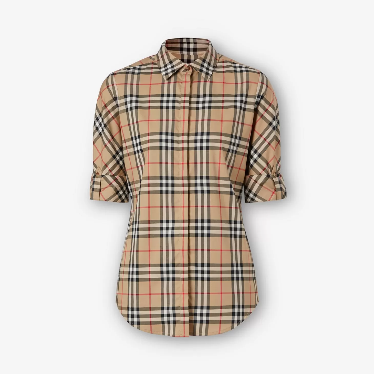 Burberry Vintage rutig bomullstwillskjorta i stretchig bomull*Kvinnor Skjortor och toppar