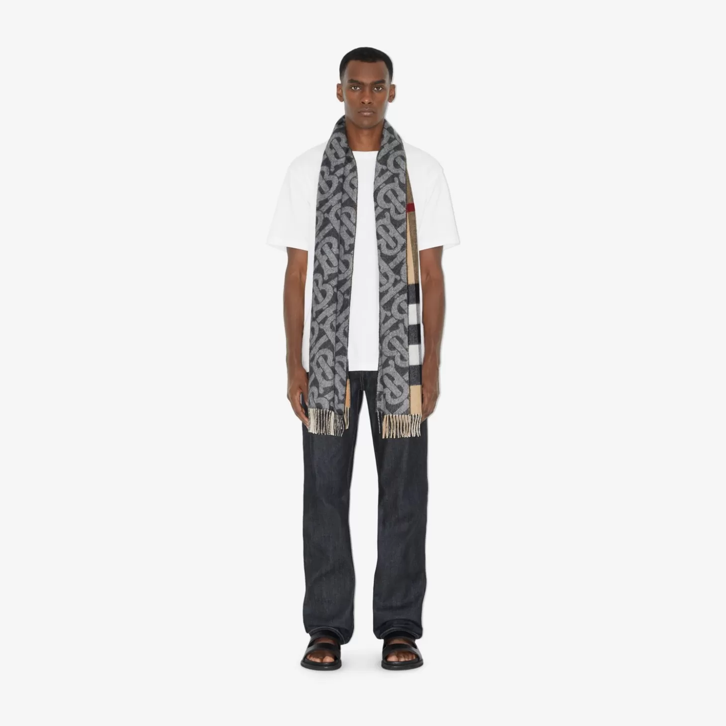 Burberry Vändbar Check Och Monogram Cashmere Scarf*Män/Kvinnor Personliga presenter | Personliga presenter