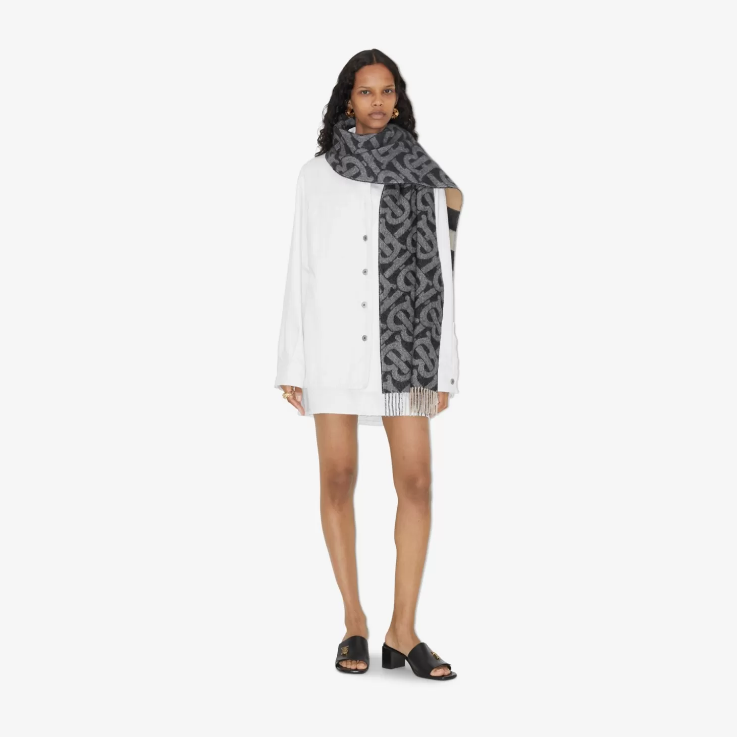 Burberry Vändbar Check Och Monogram Cashmere Scarf*Män/Kvinnor Personliga presenter | Personliga presenter